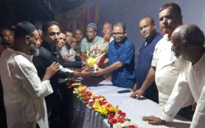 ঠাকুরগাঁওয়ে ভেলাজান নদীপাড়া জামে মসজিদের তিন তলা ভিক্তিপ্রস্তর স্থাপনের শুভ উদ্বোধন